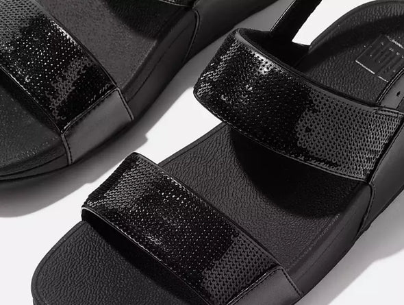 FitFlop Lulu Glitter Back Strap - Black upper view