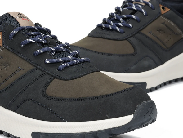 Fluchos F2013 Arion - Blue laced sneaker with a white sole on a white background toe view
