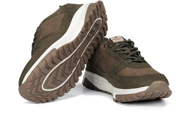 Fluchos F2013 Arion - pair of Green laced sneakers with a white sole on a white background sole view