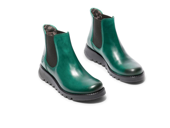 Fly London Salv in Shamrock Green upper view