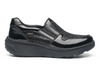 G-Comfort S-2723SF - Black patent slip-on shoe on a white background