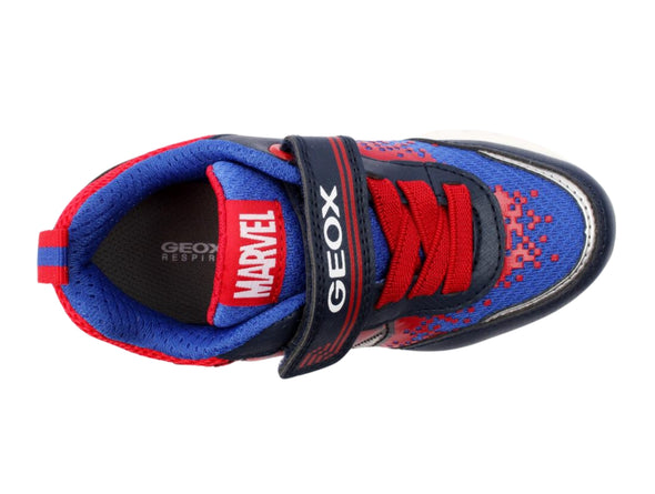 GEOX Ciberdron Spiderman J45LBF in Navy Red top view