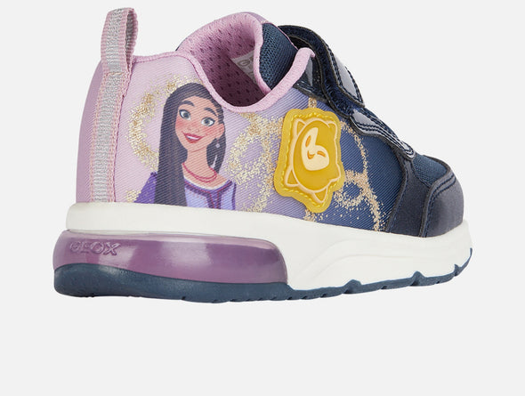 GEOX Spaceclub Girl J458VA in Navy Lavender upper 3 view