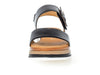 Gabor 62.744.57 Aviemore Black leather sandal, open-toe, Velcro strap, buckle detail, G-width fit front