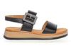 Gabor 62.744.57 Aviemore Black leather sandal, open-toe, Velcro strap, buckle detail, G-width fit outer