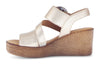 Gabor 64.770.64 Drama Champagne leather sandal, Velcro closure, O-ring buckle, and 7.5cm wedge heel, inner