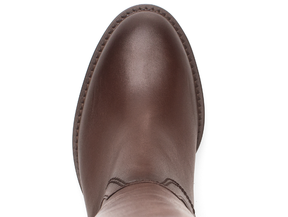 Gabor 71.889.21 - Brown boot, close up of toe, on a white background.