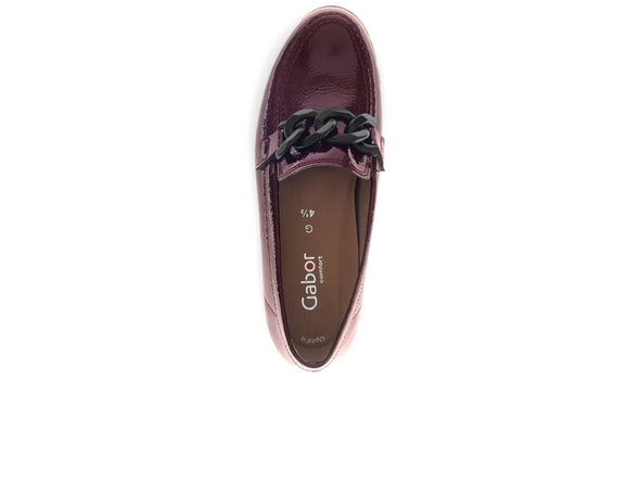 Gabor 72.415.88 Bea - patent burgundy loafer with decorative buckle top view