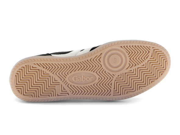 Gabor 73.300.17 West - laced Black sneaker sole view with Gabor brand logo on a white background