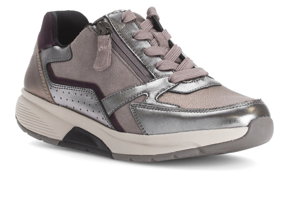 Gabor 76.878.15 Adora - Silver Rose laced sneaker with side zip on a white background in upper view