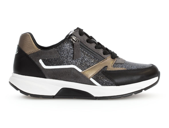 Gabor Rolling Soft 76.878.89 Adora - sneaker in Anthracite Black with white sole