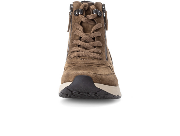 Gabor Rolling Soft 76.888.31 - laced Rust boot with zips on a white background