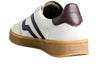 Gant Cuzima 665 in White Navy. Laced retro sneaker with a gum sole, leather and suede, top view.
