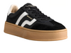 Gant Cuzmani 31531047 - Black leather sneaker with white accents, laced on a rubber platform sole, upper view