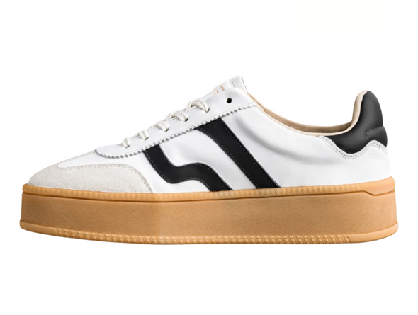 Gant Cuzmani 31531047 - Off White leather sneaker with black accents, laced on a platform rubber sole. inner view