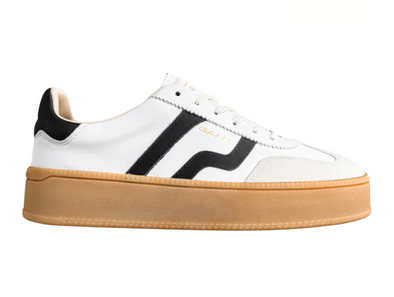 Gant Cuzmani 31531047 - Off White leather sneaker with black accents, laced on a platform rubber sole.