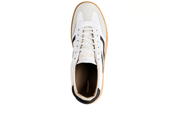Gant Cuzmani 31531047 - Off White leather sneaker with black accents, laced, top view