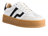 Gant Cuzmani 31531047 - Off White leather sneaker with black accents, laced on a platform rubber sole upper view