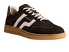 Gant Cuzmo 871633011 - Deep Brown suede sneaker with white stripes and laces, rubber sole on a white background, upper view