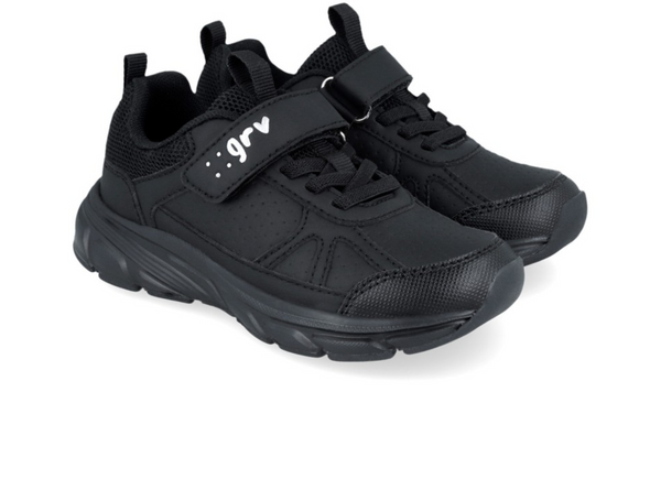 Garvalin 251710-A054 - Black athletic shoe with Velcro strap on white black ground upper view