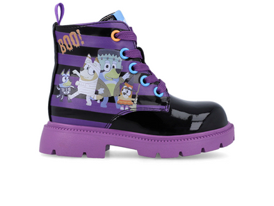 Garvalin 251860 Bluey Halloween - Black laced boot with blue character design on Halloween costume.