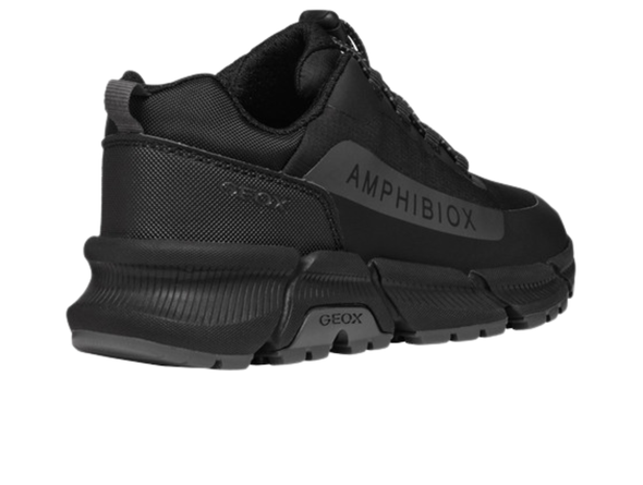 Geox J46LCC Flexyper Plus Abx - Black sneaker with 'Geox' branding on a white background