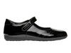 Geox J46MDG Iberide - Black patent Mary Jane school shoe on white background