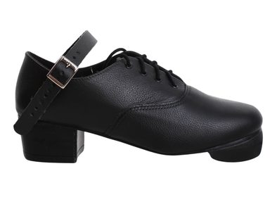 Goleen Featherflex Core GL50L - Black Irish dancing jig shoe. laced with a strap. 