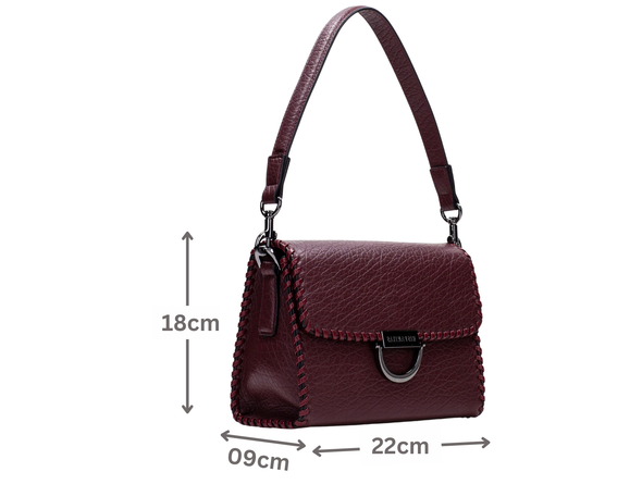 Hispanitas BI254148 - Wine  handbag with measurements on a white background