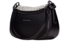Hispanitas BI254150 Hand Bag - Black / White with houndstooth pattern and black leather sides on a white background back view