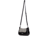 Hispanitas BI254150 Hand Bag - Black / White with houndstooth pattern and black leather sides on a white background full length view