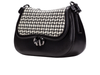 Hispanitas BI254150 Hand Bag - Black / White with houndstooth pattern and black leather sides on a white background