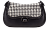 Hispanitas BI254150 Hand Bag - Black / White with houndstooth pattern and black leather sides on a white background