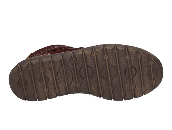 Josef Seibel Steffi 53 93153 410 - fur lined laced ankle boot in Bordeaux sole view on a white background. 