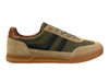 Lloyd & Pryce Zazi - Evergreen laced retro Sneaker with green and brown colour scheme on a white background