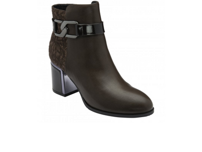 Lotus Adelaide  ULB417 - Brown ankle boot with strap and buckle detail on white background. 