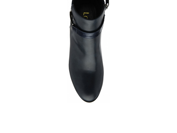 Lotus Adelaide  ULB417 - Navy boot pointed almond toe on white back ground. 