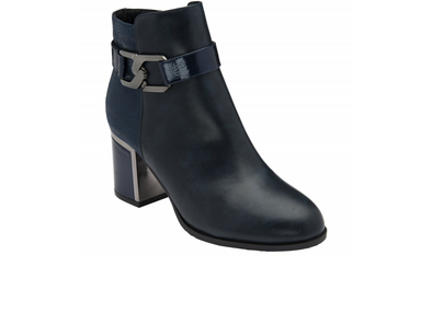 Lotus Adelaide  ULB417 - Navy with block heel on white background. 