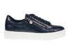 Lotus Charm DLB009 - sneakers in Navy leopard print with white sole on white background. 
