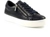 Lotus Charm DLB009 - Black laced leopard print sneaker with white sole on white background. 