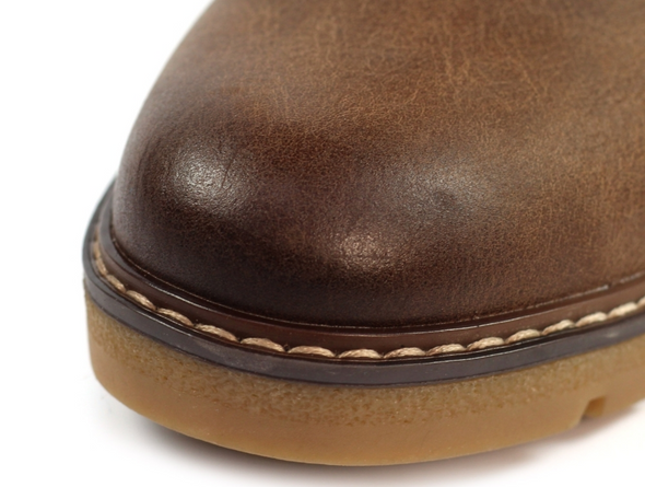 Lotus Connie GLC014 - Brown boot close up of toe and stitching n white background
