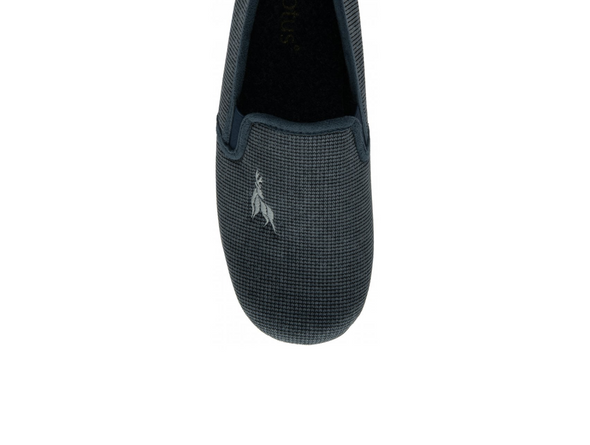Lotus Davida UMH045 - Navy full soe slipper with stag motif