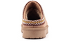 Lunar Nepal KLZ003 - Mink mule slipper with a geometric trim, back view on a white background.