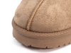 Lunar Nepal KLZ003 - Mink mule slipper with a geometric trim, toe view on a white background.
