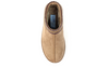 Lunar Nepal KLZ003 - Mink mule slipper with a geometric trim, top view on a white background.