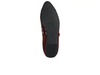 Marco Tozzi 2-22107-45 - Bordeaux flat ballet style shoe with a patent capped pointed toe, double straps with gold buckles and eyelets on a white background back view