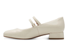 Marco Tozzi 2-22209-44 cream  patent Mary-Jane shoe with a double strap against a white background inner view