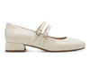 Marco Tozzi 2-22209-44 cream  patent Mary-Jane shoe with a double strap against a white background 