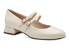 Marco Tozzi 2-22209-44 cream  patent Mary-Jane shoe with a double strap against a white background upper view