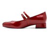 Marco Tozzi 2-22209-44 566 - red  patent Mary-Jane shoe with a double strap against a white background, inner view